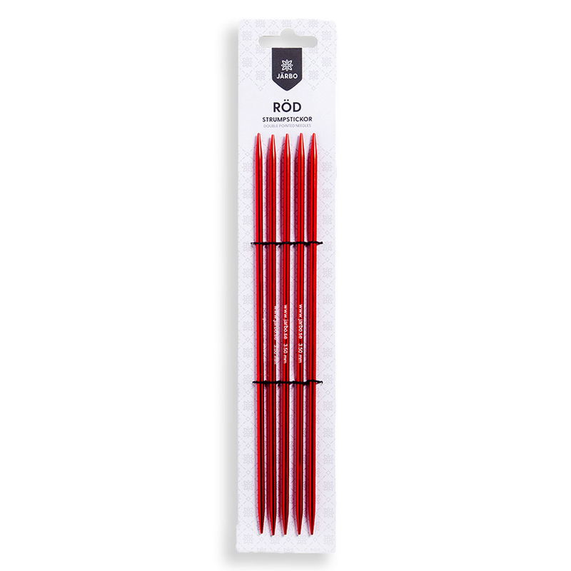 Strumpstickor Järbo Röd 12 mm 20 cm, fem stickor