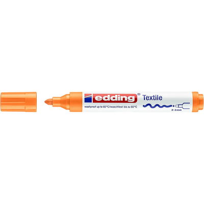 Textilmarker med 2-3 mm spets. Tvättbar i 60 grader. Färg: Neonorange