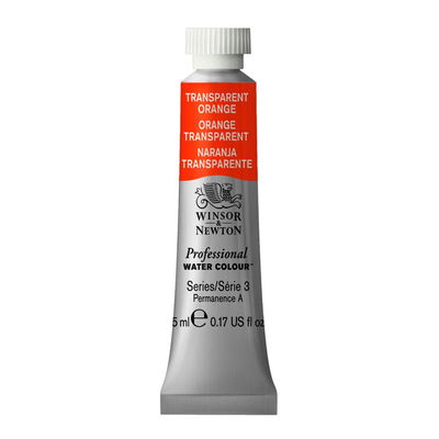 Förpackning med Winsor & Newton Professional akvarellfärg Transparent Orange 5 ml tub
