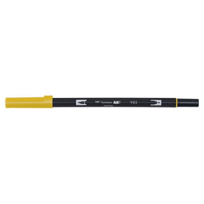 Vattenbaserad penna med två spetsar, en fineliner och en penselspets, Tombow ABT Dual brush Chrome Yellow