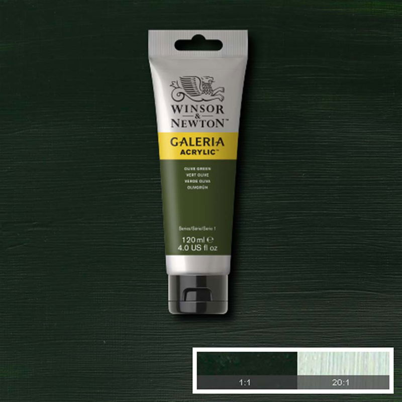 Tub med 120 ml akrylfärg. Winsor & Newton Galeria Olive Green