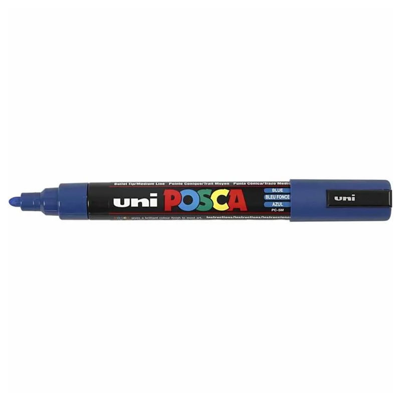 Posca PC-5M Blue med spets synlig, öppen marker sedd från sidan