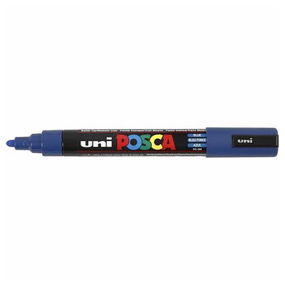 Posca PC-5M Blue öppen med spets Posca PC-5M Blue med spets synlig, öppen marker sedd från sidan