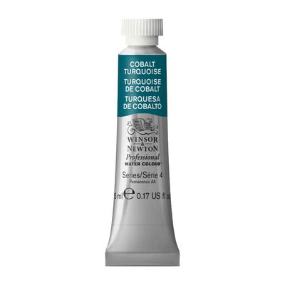 Förpackning med Winsor & Newton Professional akvarellfärg Cobalt Turquoise 5 ml tub