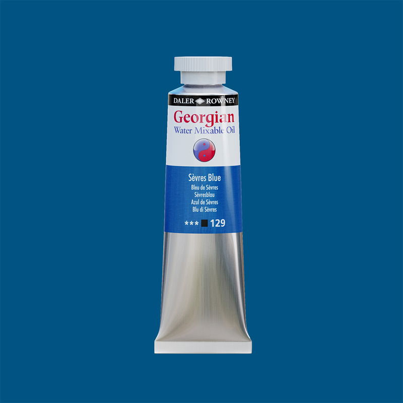 Georgian Water Mixable Oil Paint Sèvres Blue 37 ml vattenlöslig oljefärg i tub på bakgrund i samma färg