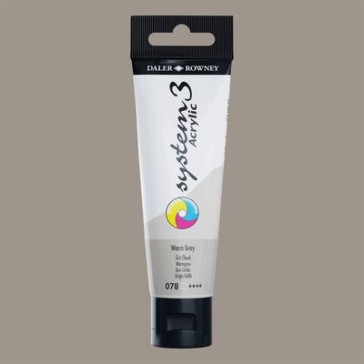 Akrylfärg i tub System3 Acrylic Warm Grey 078 med färgprov