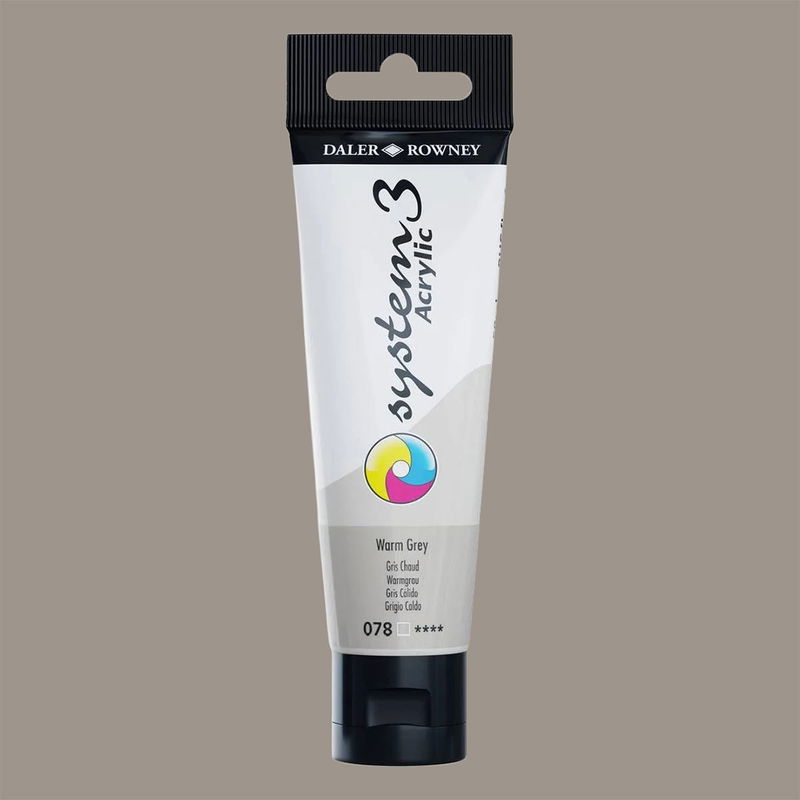Akrylfärg i tub System3 Acrylic Warm Grey 078 med färgprov