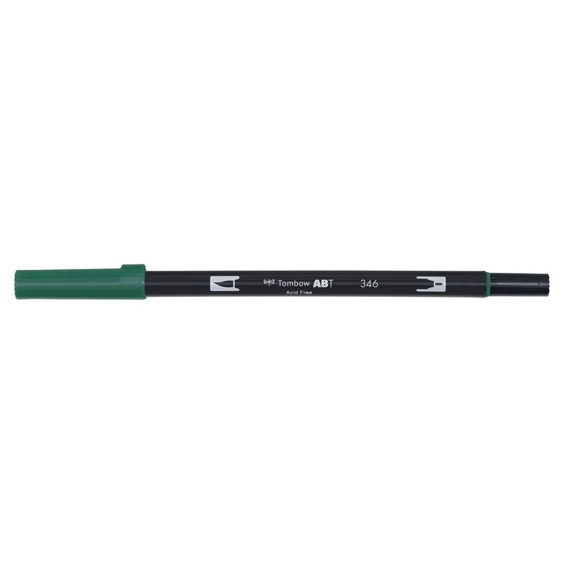 Vattenbaserad penna med två spetsar, en fineliner och en penselspets, Tombow ABT Dual Sea Green