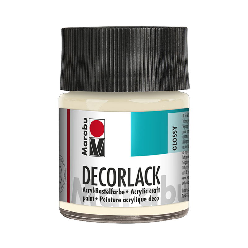 Marabu Dekorlack Ivory glasflaska, 50 ml. Blank och väderbeständig färg.