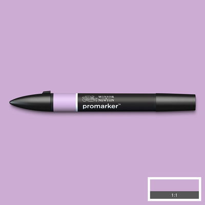 Winsor & Newton Promarker Orchid V528 marker med färgprov och bakgrund i samma ton
