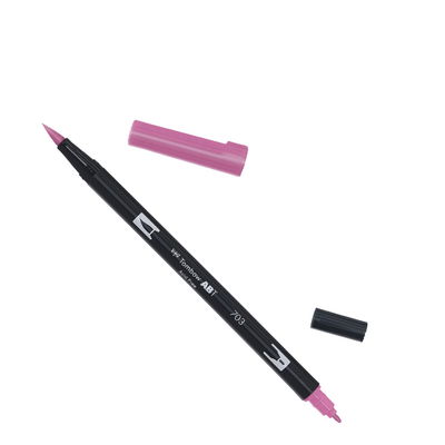 Tombow ABT Pink Rose 703 Tombow ABT Dual Brush, vattenbaserad penna med två spetsar, en fine och en brush, Pink Rose 703