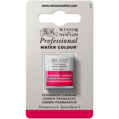 Förpackning med Winsor & Newton Professional akvarellfärg Permanent Carmine halvkopp