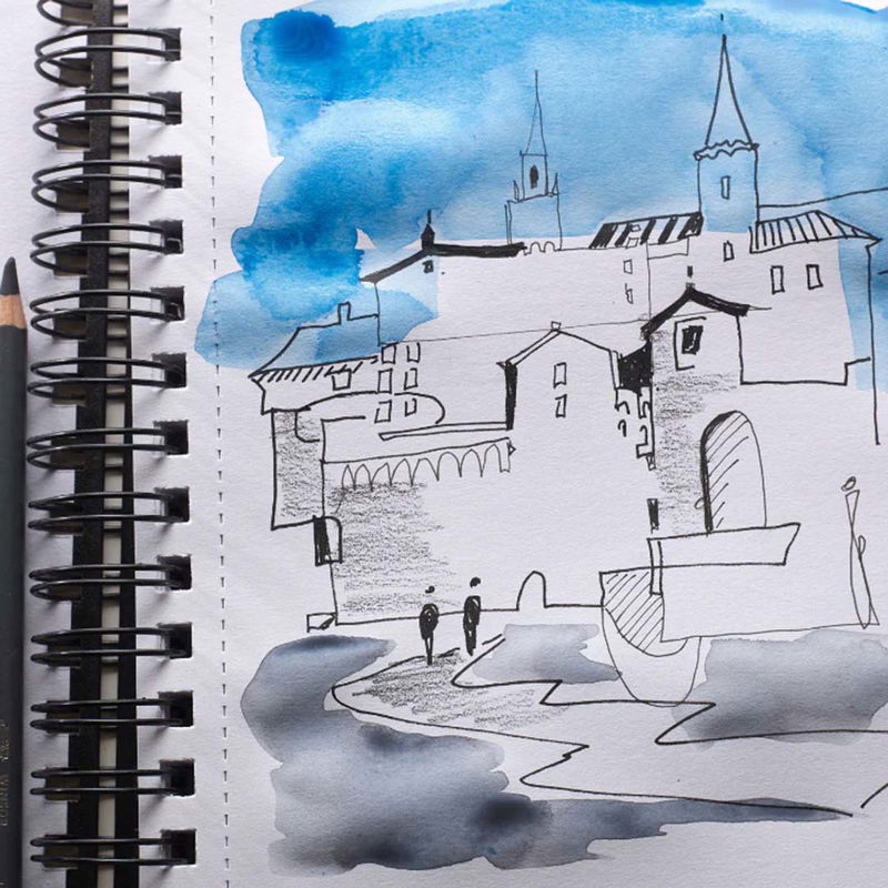 Skiss och akvarell i winsor & Newton Sketch Book