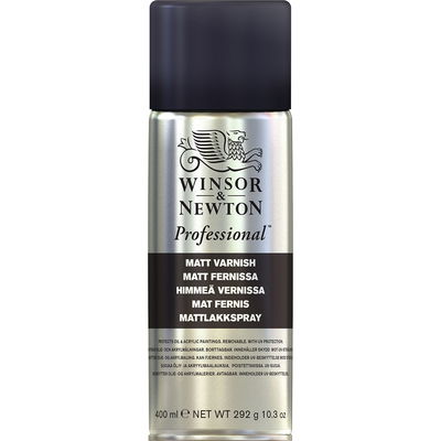 insor & Newton Professional Matt Varnish Spray 400 ml, matt fernissa för olja och akryl.