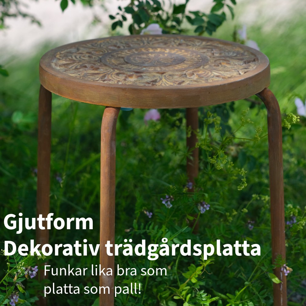 Dekorativ trädgårdsplatta gjuten med pall