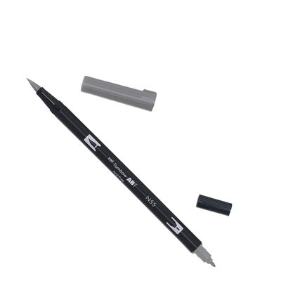 Tombow ABT Cool Gray 7 N55 Tombow ABT Dual Brush, vattenbaserad penna med två spetsar, en fine och en brush, Cool Gray 7 N55