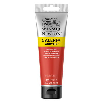 Tub med 120 ml akrylfärg. Winsor & Newton Galeria Vermilion Hue
