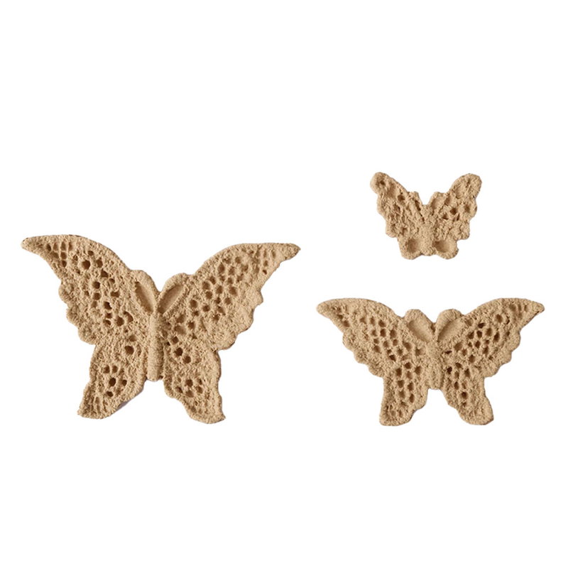 Flexible Wood, Butterfly tre storlekar. Dekorativa träornament av böjbart trä