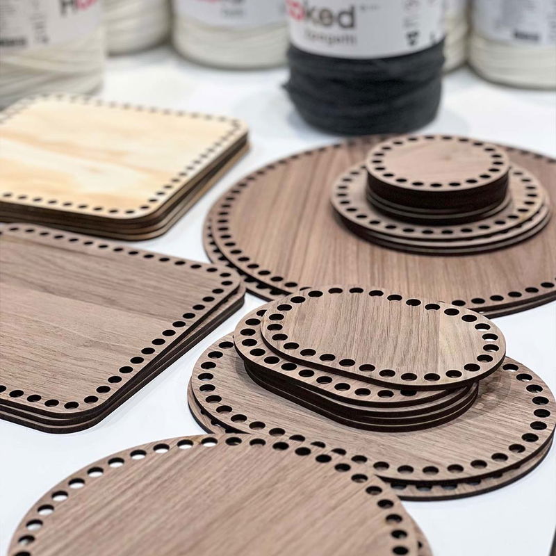 Olika former på valnöt korgbotten