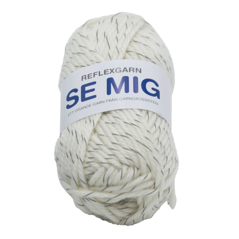 Se Mig Reflexgarn Vit 50 g Se Mig Reflexgarn Vit 50 g med reflextråd för stickning och virkning