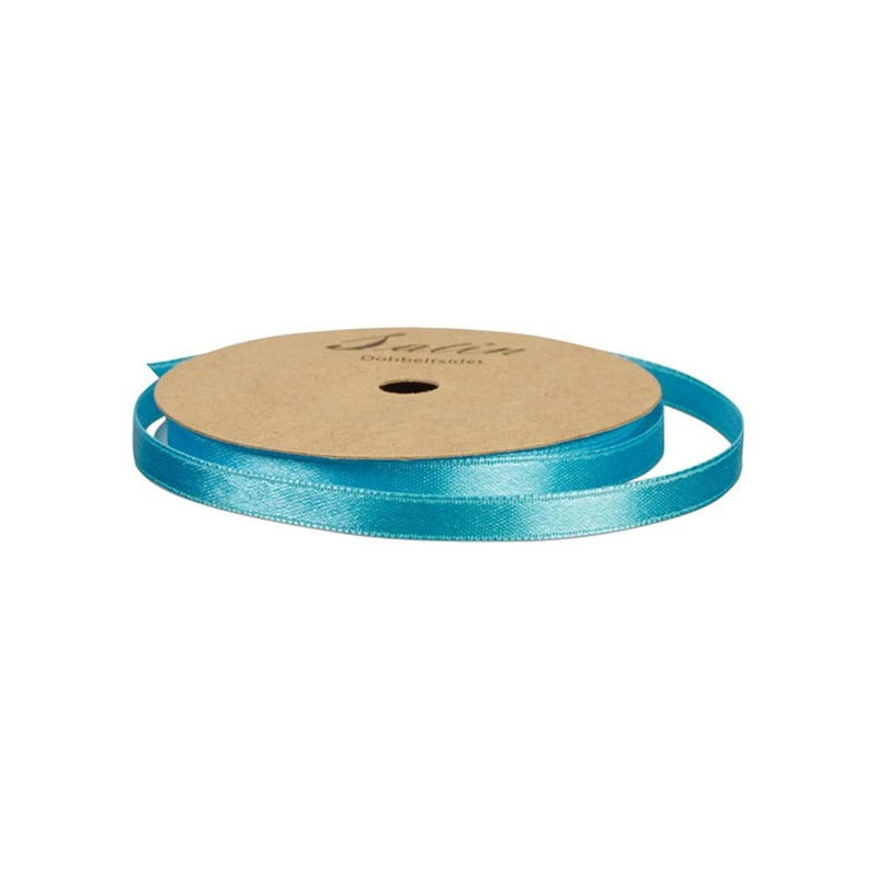 Turkos satinband med 6 mm bredd. Längd 10 meter