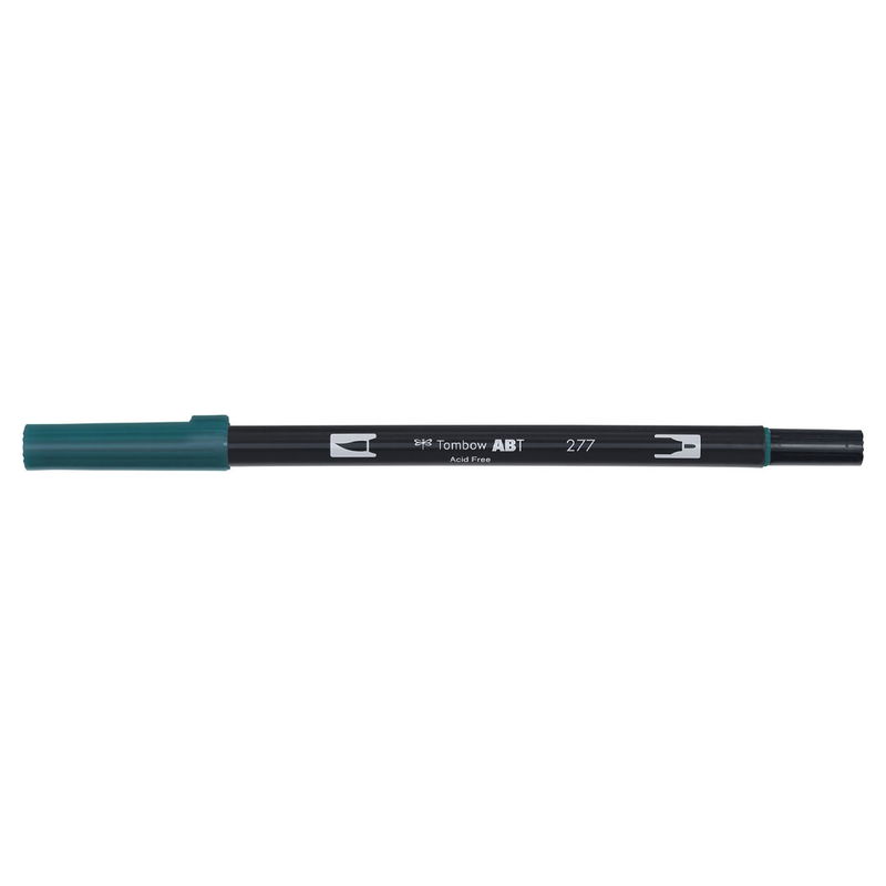 Vattenbaserad penna med två spetsar, en fineliner och en penselspets, Tombow ABT Dual Dark Green