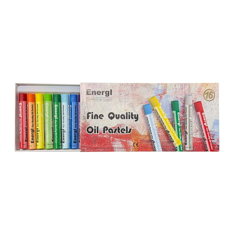 Oljepastell Energl 16-pack, ask med kritor i regnbågens färger