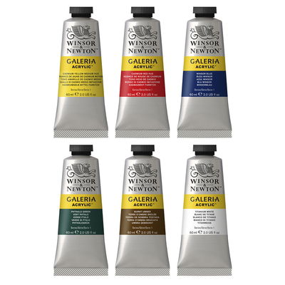 Paket med sex tuber Winsor & Newton Galeria Acrylic 60 ml i olika färger
