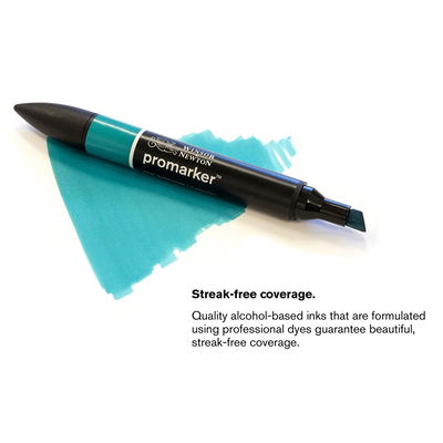 Turquoise promarker på målad yta i samma färg