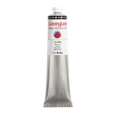 Georgian Water Mixable Oil Paint Zinc white 200 ml vattenlöslig oljefärg i tub på vit bakgrund