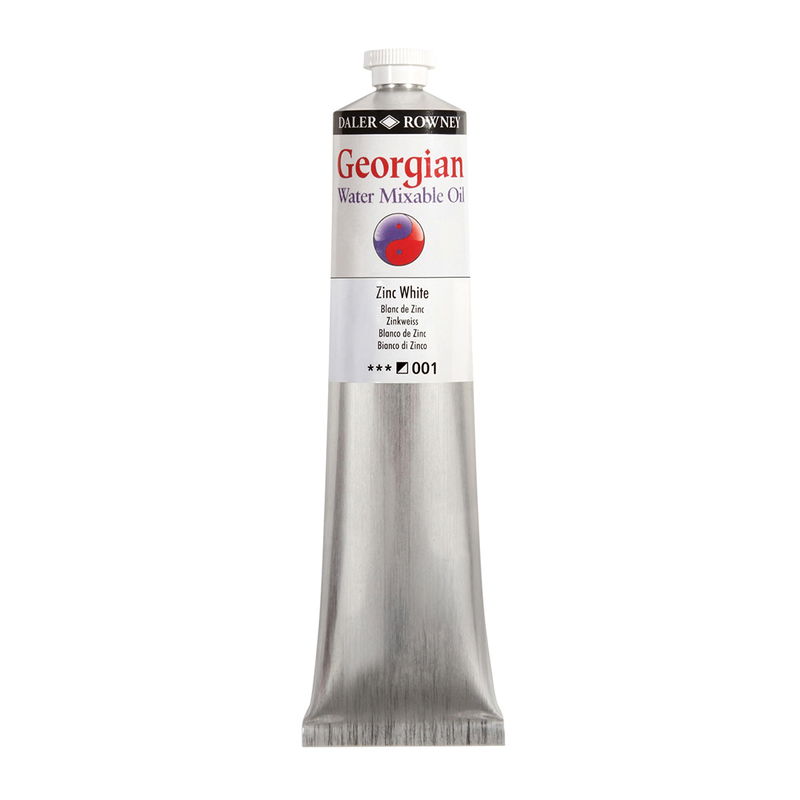 Georgian Water Mixable Oil Paint Zinc white 200 ml vattenlöslig oljefärg i tub på vit bakgrund