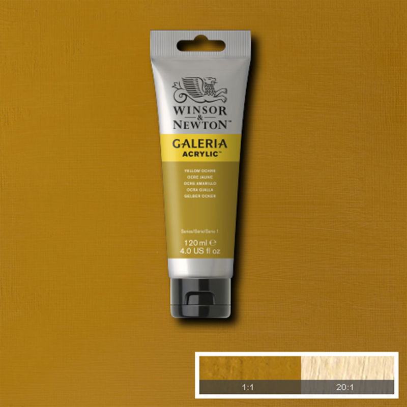 Tub med 120 ml akrylfärg. Winsor & Newton Galeria Yellow Ochre