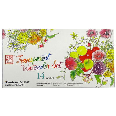 Set med 14 st akvarellfärger Zig Transparent Watercolor
