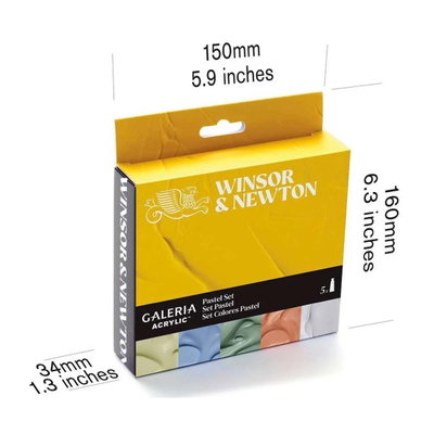 Winsor & Newton Galeria Pastel Set 5x60 ml med måttangivelser på förpackningen
