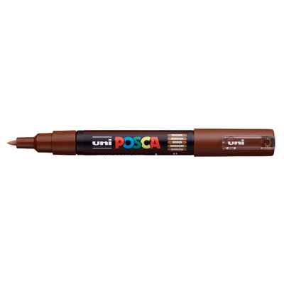 Posca PC-1M Brown med spets synlig, öppen marker sedd från sidan