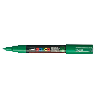 Posca PC-1M Green med spets synlig, öppen marker sedd från sidan