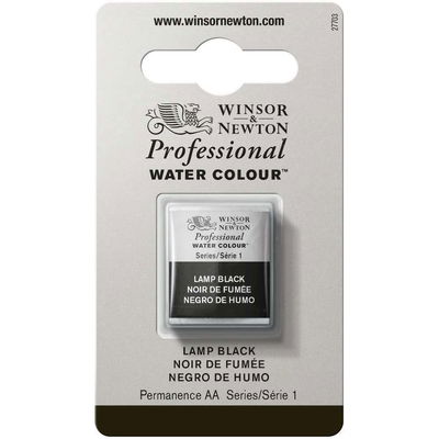 Förpackning med Winsor & Newton Professional akvarellfärg Lamp Black halvkopp