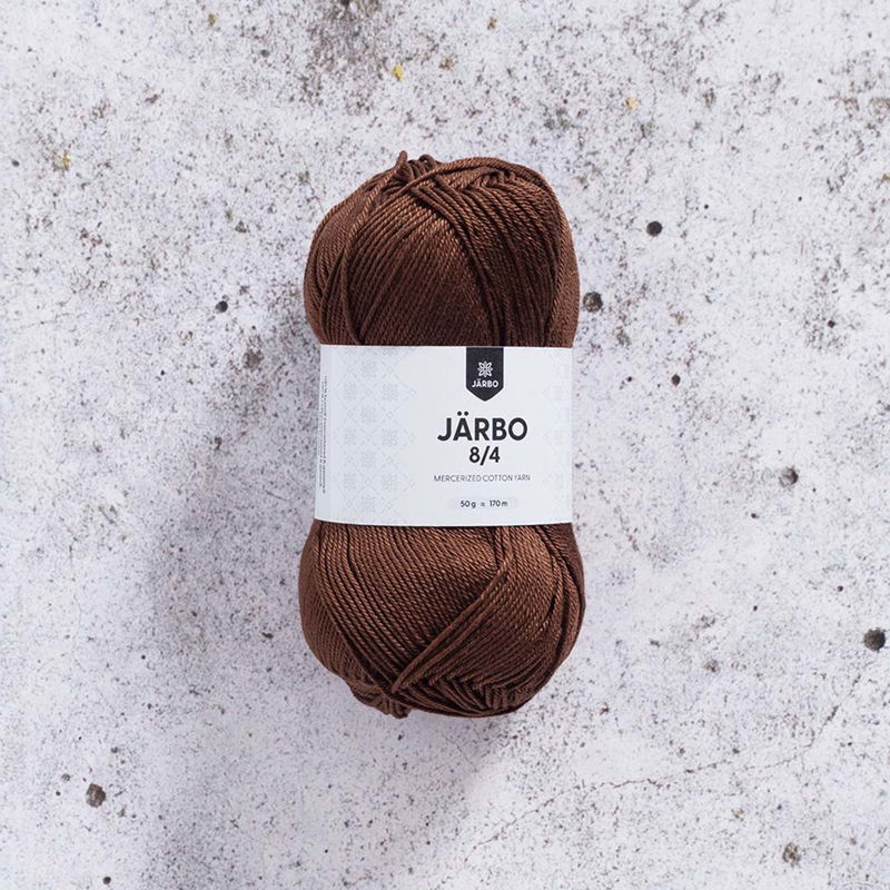 Järbo 8/4 50 gram. Chokladbrunt bomullsgarn. 100% bomull.