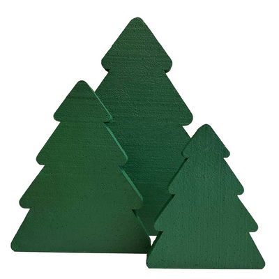 Målade frigolitgranar Grönmålade frigolitgranar, 3 st i olika storlekar