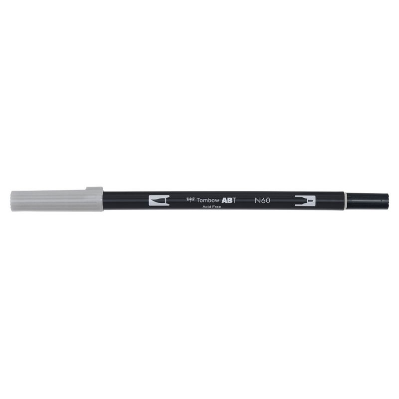 Vattenbaserad penna med två spetsar, en fineliner och en penselspets, Tombow ABT Dual brush Cool Gray 6