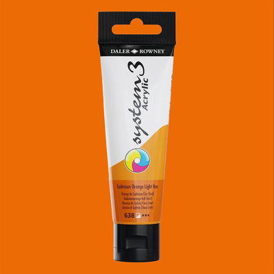 Daler-Rowney System3 Akrylfärg Cadmium Orange Light Hue 638 59 ml färgprov i klar orange nyans