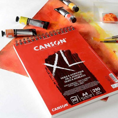 Canson XL olja- och akrylblock med färgtuber och målning