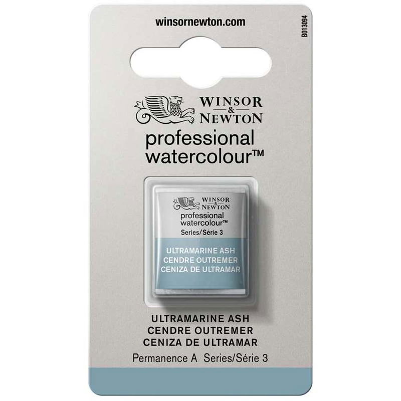 Förpackning med Winsor & Newton Professional akvarellfärg Ultramarine Ash halvkopp