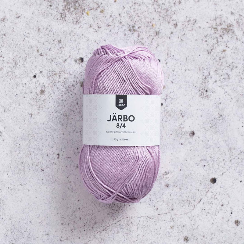 Järbo 8/4 50 gram. Pastellila bomullsgarn. 100% bomull.