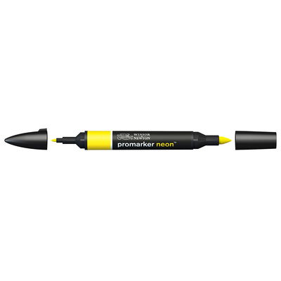 Winsor & Newton Promarker Neon Luminous Yellow NN YL marker med bred snedskuren spets och smal rund spets