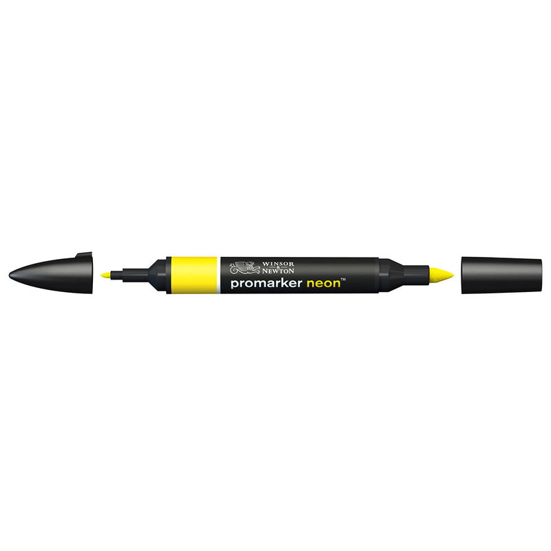 Winsor & Newton Promarker Neon Luminous Yellow NN YL marker med bred snedskuren spets och smal rund spets