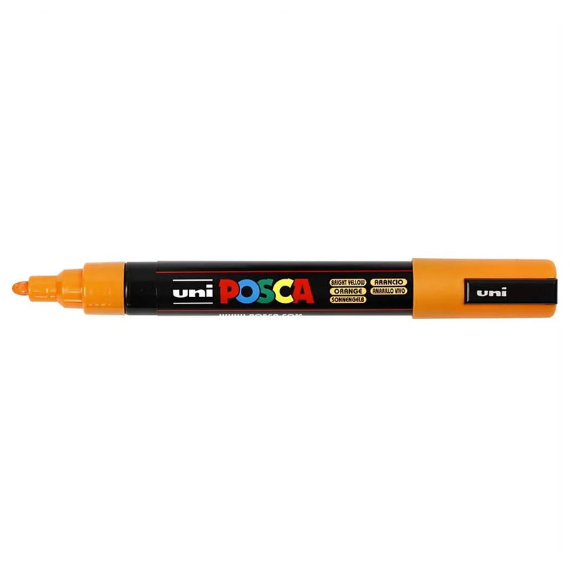 Posca PC-5M Orange med spets synlig, öppen marker sedd från sidan
