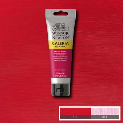 Tub med 120 ml akrylfärg. Winsor & Newton Galeria Process Magenta