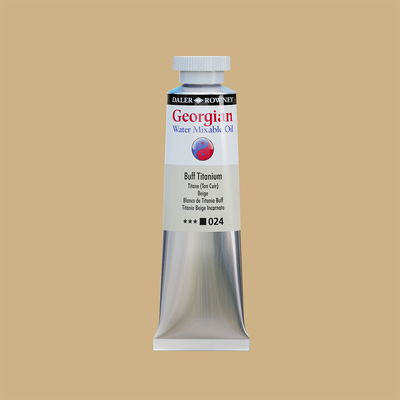 Georgian Water Mixable Oil Paint Buff Titanium 37 ml vattenlöslig oljefärg i tub på bakgrund i samma färg