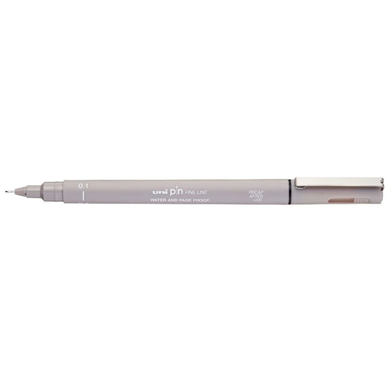 uni-pin fineliner, 0,1 Light Grey. Ljusäkta och vattenresistent.